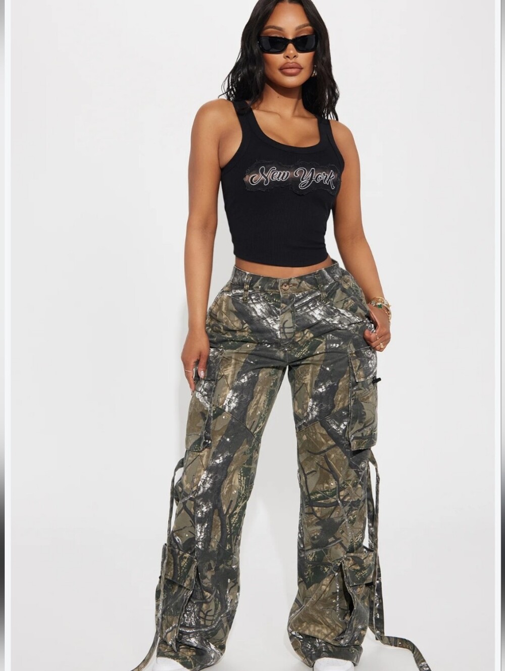 NWT Fashion Nova Level You Up Tree Camo Cargo Pants XL